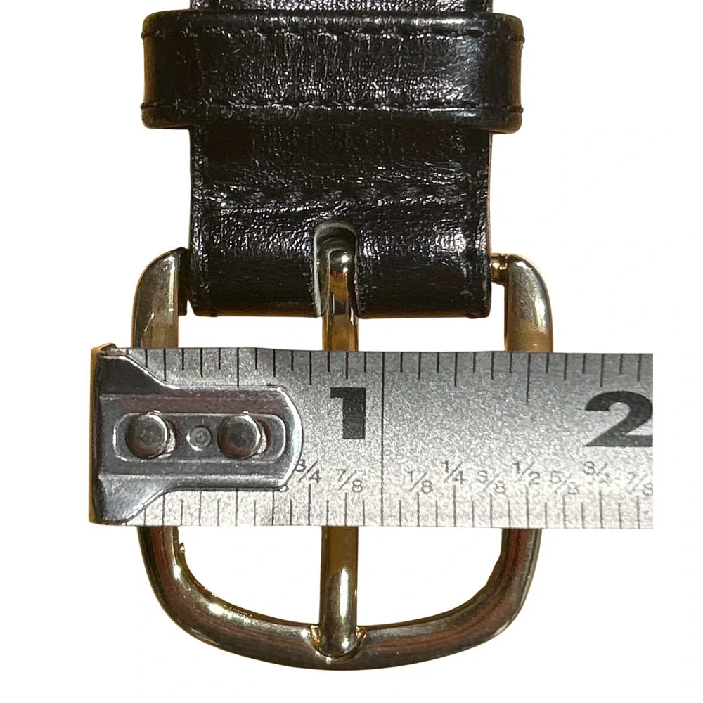 Harrods Mens Black Leather Silver Buckle Belt Made in England Sz 36 (33-37) EUC